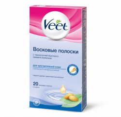 Восковые полоски для депиляции, Veet (Вит) 20 шт для чувствительной кожи