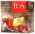 Чай черный, Tess (Тесс) 1.8 г 20 шт Банана Сплит с клубникой и ароматом банана пирамидки