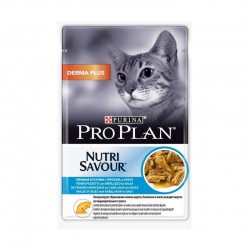 Влажный корм, Proplan (Проплан) 85 г 1 шт Дерма Плюс для кошек с чувствительной кожей кусочки с треской в соусе пауч